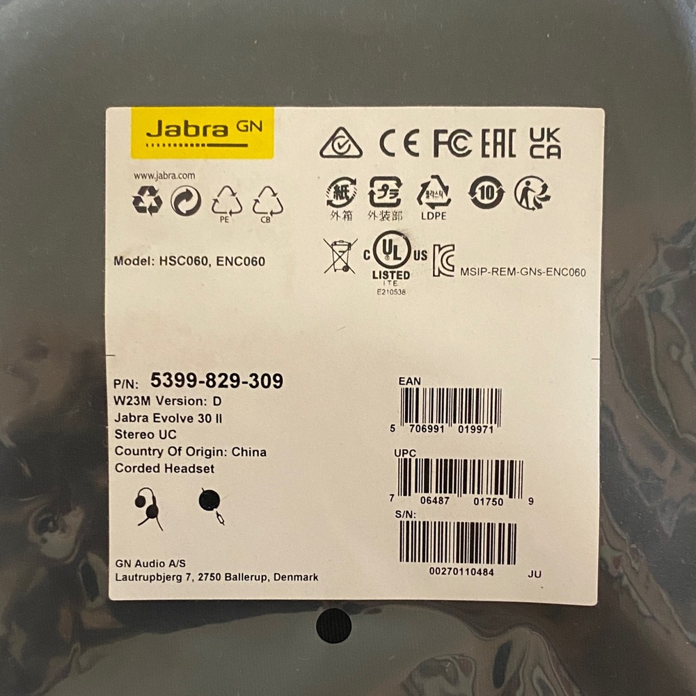 Jabra Evolve 30 II Corded Headset